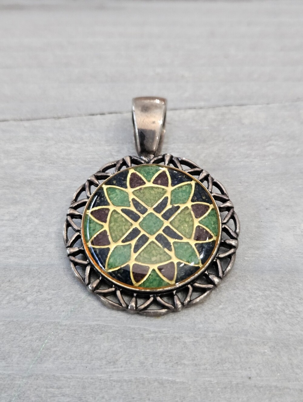 Carolyn Pollack Sterling Silver Inlay Pemdant Signed